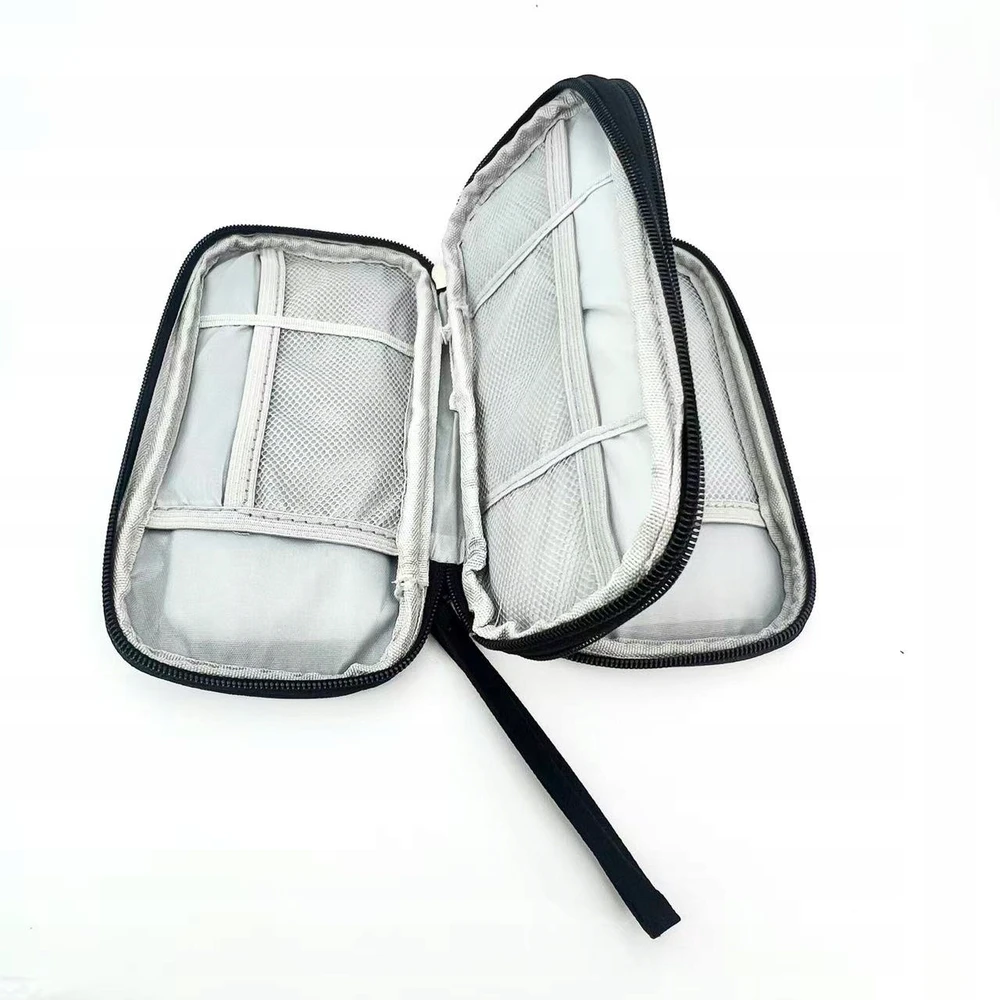 „Powerbank“ įkroviklių laikiklis, kelioninis kabelių, diskų dėklas, dvisluoksnis