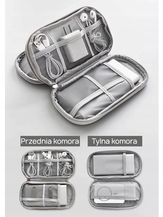 „Powerbank“ įkroviklių laikiklis, kelioninis kabelių, diskų dėklas, dvisluoksnis