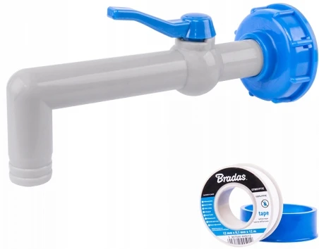 Bradas PP čiaupas 90° IBCS60x6 19 mm žarnai IBCS60-GTM903419