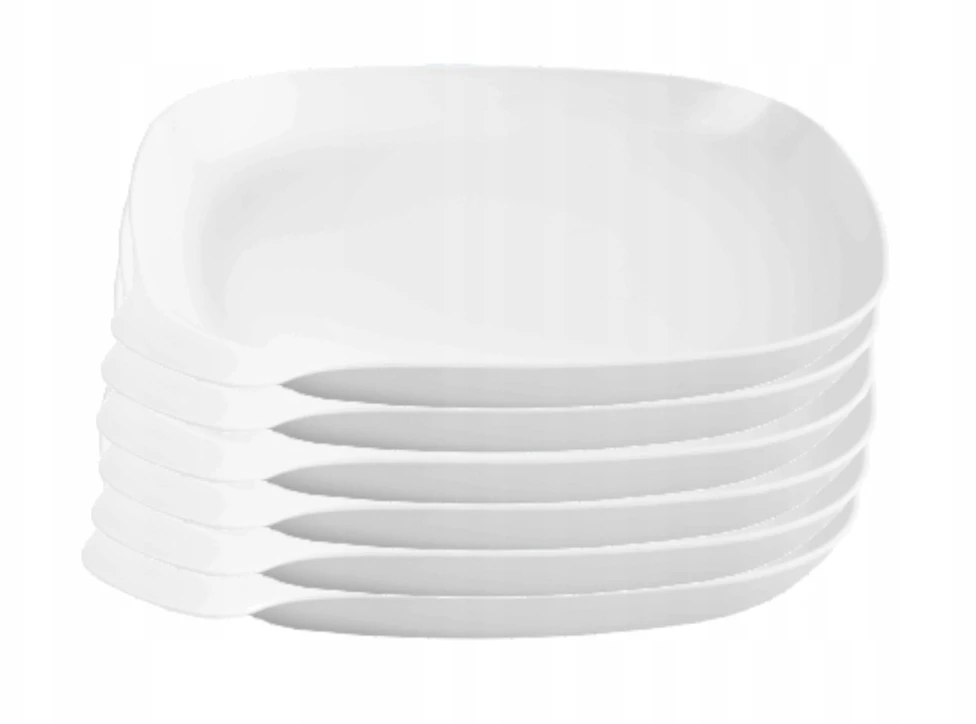 Practic 6 x daugkartinio naudojimo plastikinių turistinių lėkščių rinkinys iškylai, baltas, 26 cm