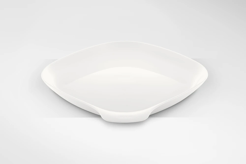 Practic 6 x daugkartinio naudojimo plastikinių turistinių lėkščių rinkinys iškylai, baltas, 26 cm