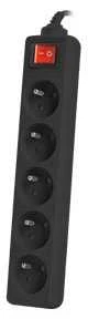 LANBERG PS1-05E-0150-BK 1.5M Juodas LANTERGE CURVE 5X 230V PL su grandinės pertraukikliu, pilnai varinis
