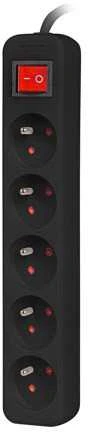 LANBERG PS1-05E-0150-BK 1.5M Juodas LANTERGE CURVE 5X 230V PL su grandinės pertraukikliu, pilnai varinis