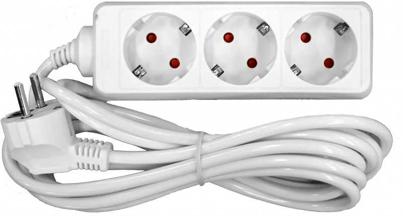 Besk Prailgintuvas 3Lizdu5m3x1mm Baltas su įžeminimu
