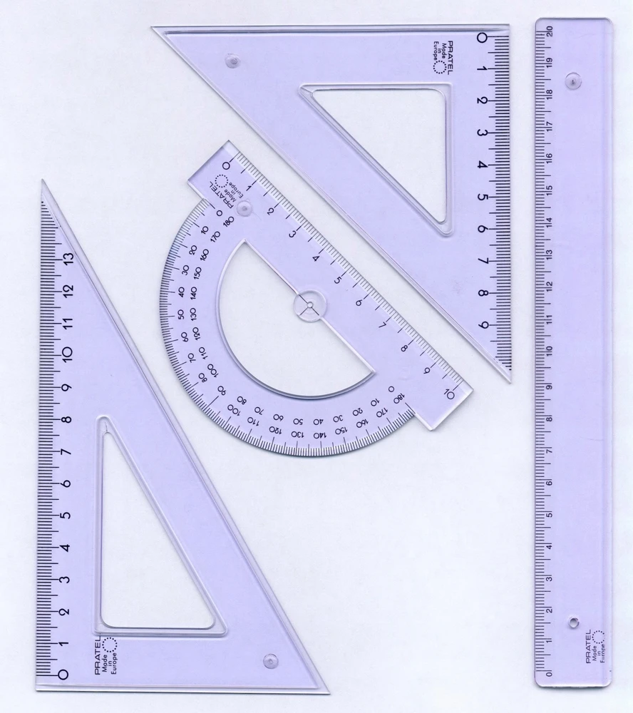 Pratel Matematikos rinkinys mokyklai: liniuotė 20cm, kampainis