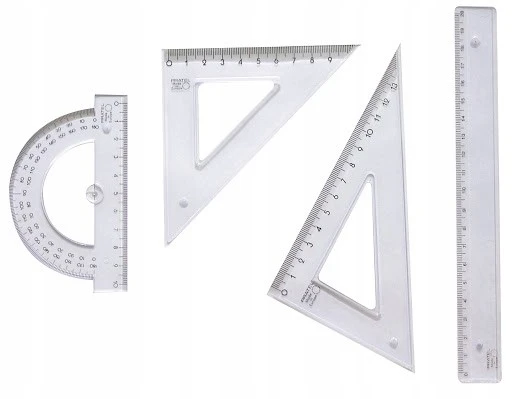 Pratel Matematikos rinkinys mokyklai: liniuotė 20cm, kampainis