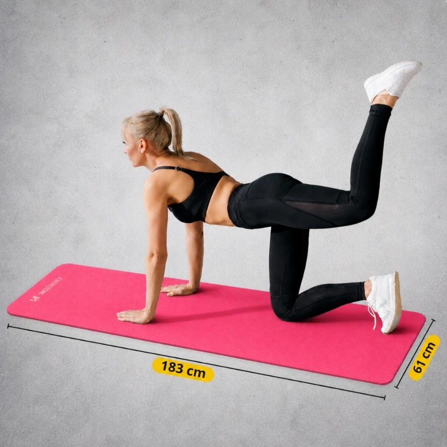 Wozinsky WNSP-15R mankštos kilimėlis 183 x 61 x 1,5 cm, storas gimnastikos kilimėlis jogai ir fitnesui - rožinis