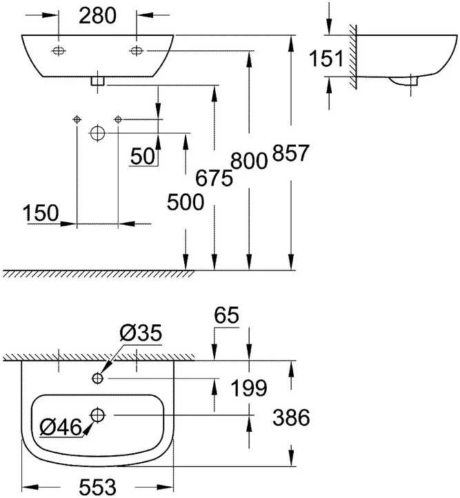 Grohe BauCeramic praustuvas, 553x386 mm