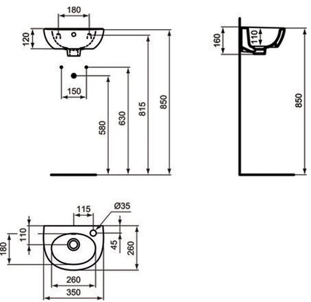 Praustuvas IDEAL STANDARD Simplicity 35x26