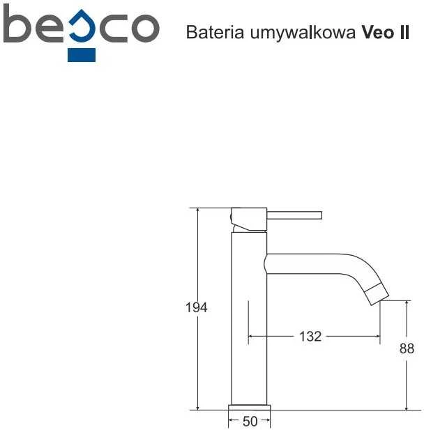 Praustuvo maišytuvas Besco Veo II, Gold