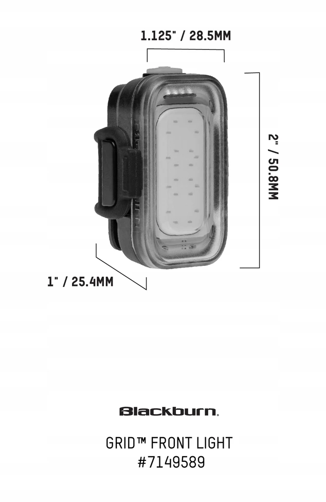 Priekinis dviračio žibintas Blackburn Grid USB įkraunamas kompaktiškas
