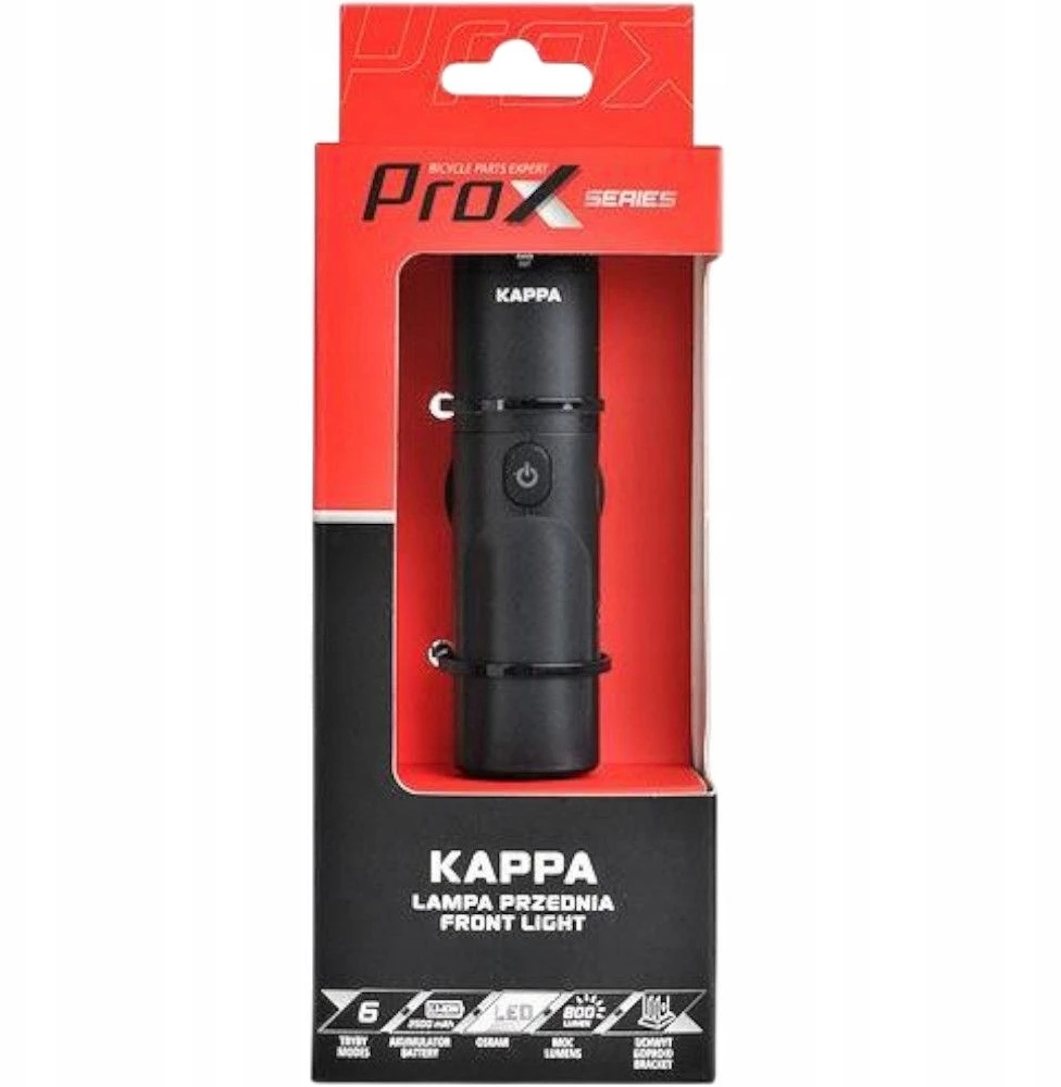 Priekinis žibintas Prox Kappa 800 lm, įkraunamas per USB, su GoPro tvirtinimu