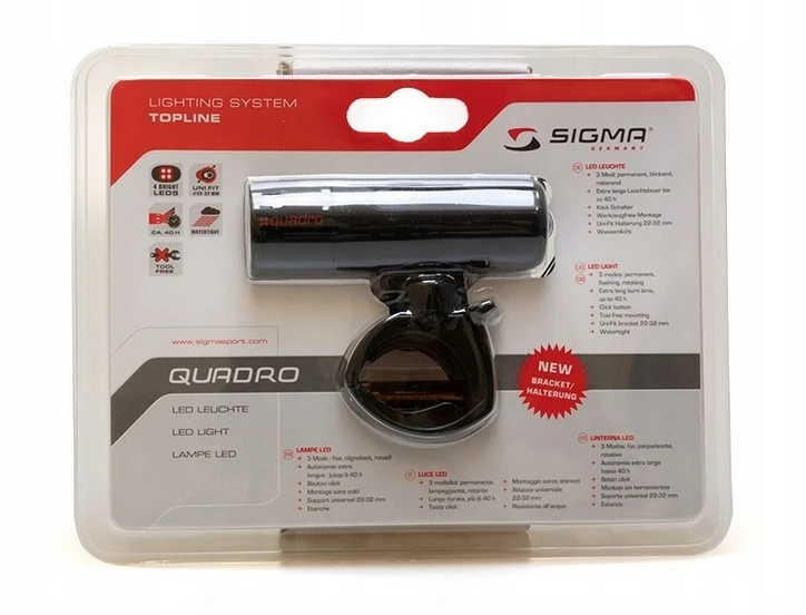Priekinis žibintas Sigma Quadro, juodas