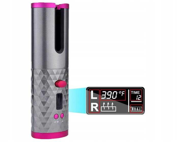 Automatinis plaukų garbanojimo aparatas LCD, 19 cm, 150-200 °C
