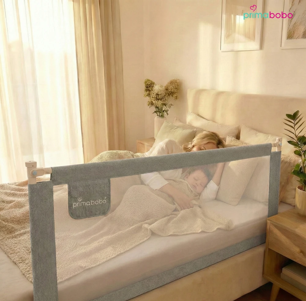 PRIMABOBO Apsauginis bėgelis lovai CLASSIC 180cm vaikams HIGH Pilkas