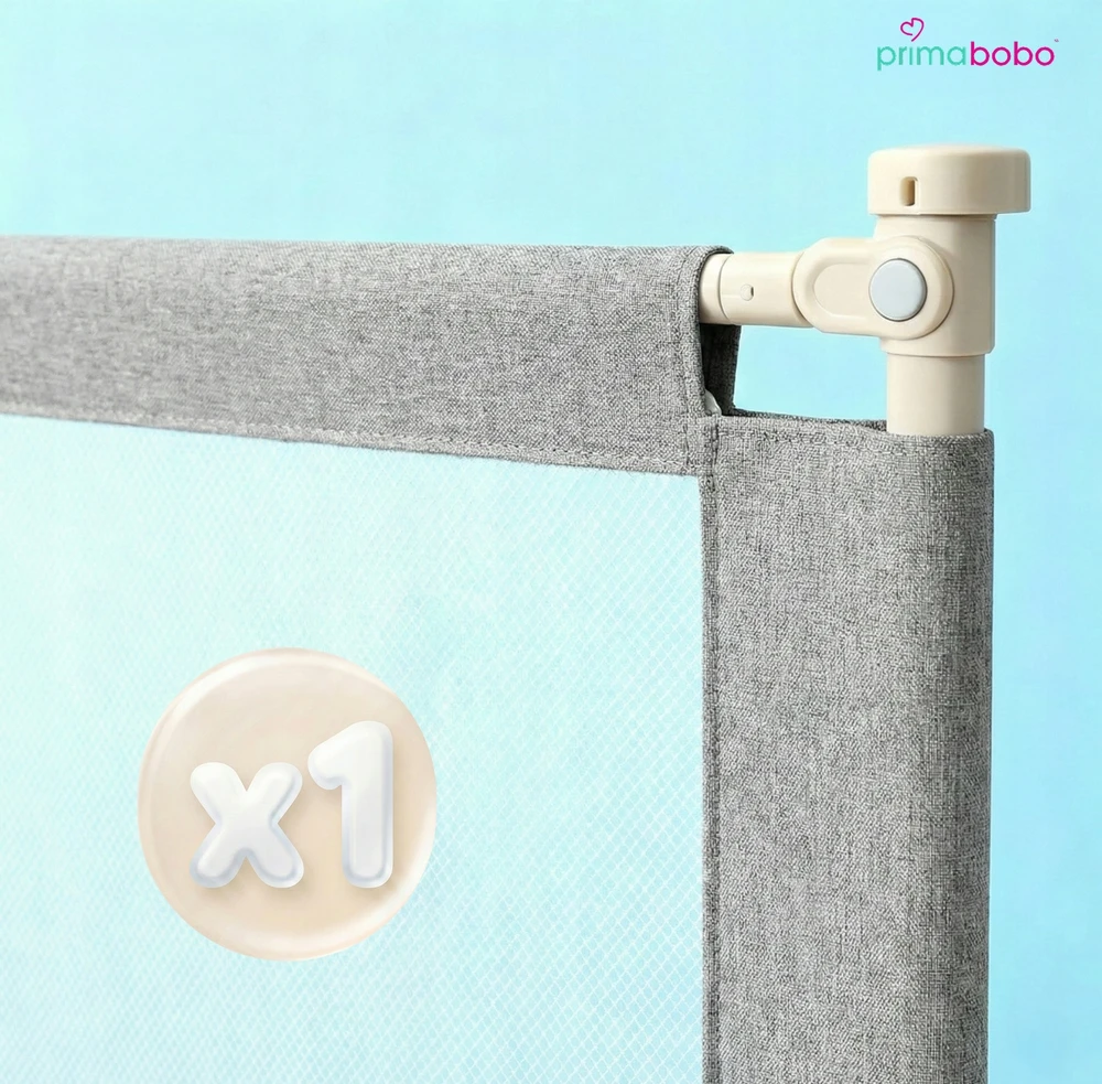 PRIMABOBO Apsauginis bėgelis lovai CLASSIC 180cm vaikams HIGH Pilkas