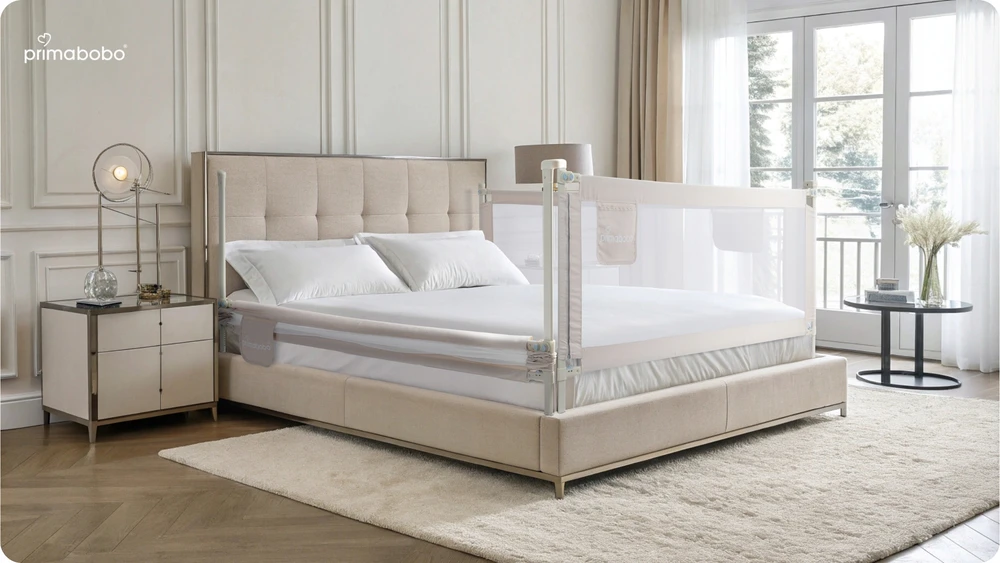PRIMABOBO CLASSIC lovos saugos turėklas 200x160cm 3 vnt Sulankstomas BEIGE