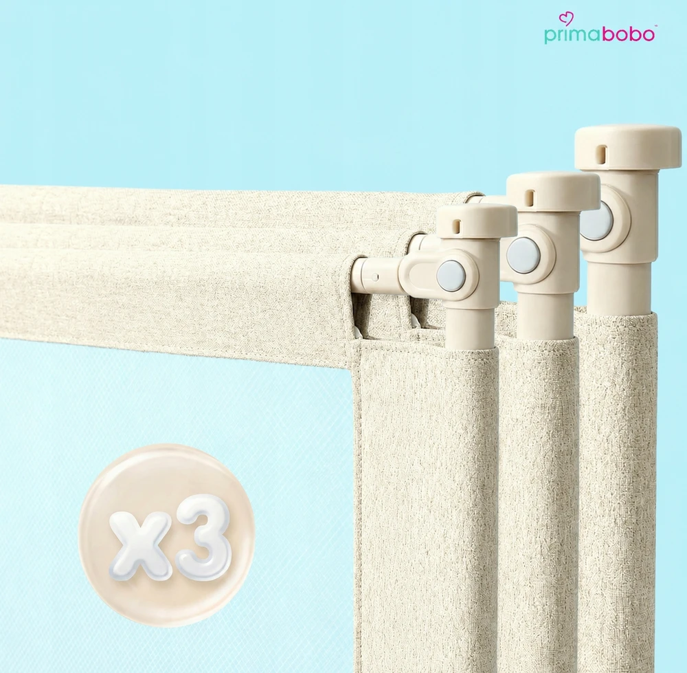 PRIMABOBO CLASSIC lovos saugos turėklas 200x160cm 3 vnt Sulankstomas BEIGE