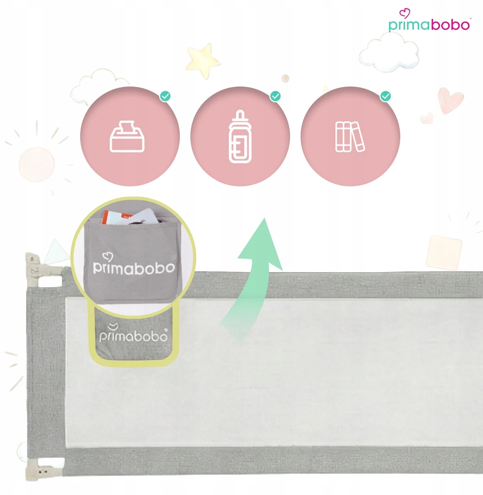 PRIMABOBO CLASSIC saugos turėklas vaikams 200cm HIGH Pilkas