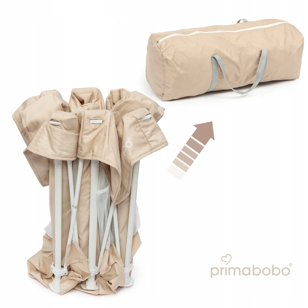 PRIMABOBO Kūdikių maniežas TINA Sulankstomas kelioninis Didelis 126x126cm Smėlio spalvos