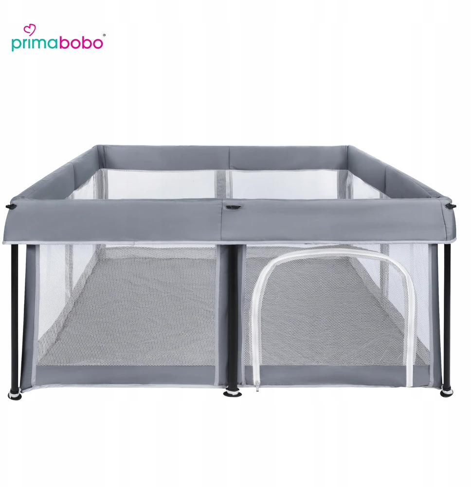 PRIMABOBO Kūdikių maniežas TINA Sulankstomas kelioninis Didelis 126x126cm Pilka