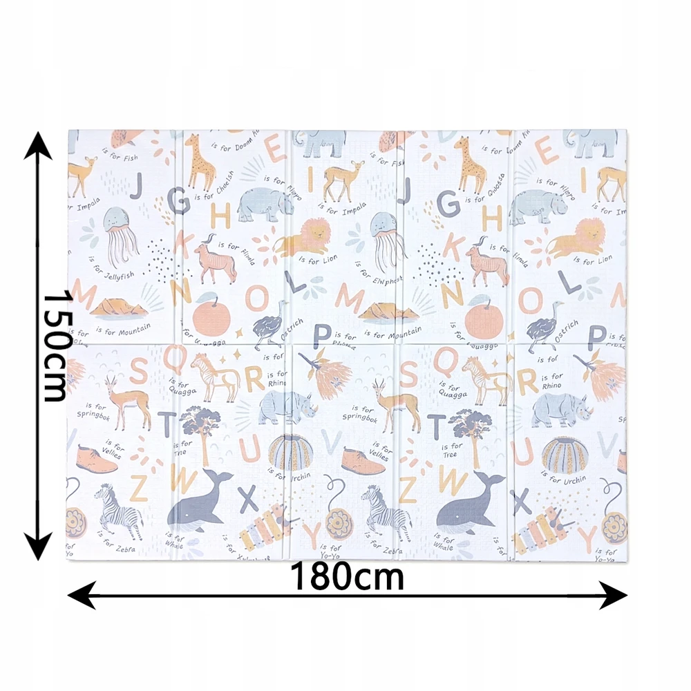 PRIMABOBO Porolono kilimėlis vaikams 150x180 Dvipusis sulankstomas + krepšys BEIGE