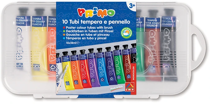 Primo Aliuminio tūbelė, PP dėžutė, 10 spalvų 18 ml