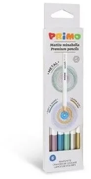 Primo Spalvoti pieštukai - Minabella - Metaliniai - Šešiakampiai - Ø 3,8 mm - 6 spalvų
