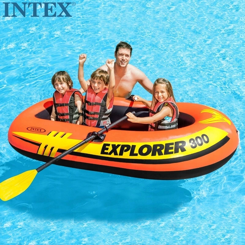 Oars Intex Explorer Pro 300 komplektas pripučiama valtis su irklais ir siurbliu Raudona/Geltona