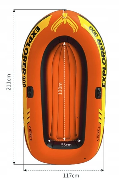 Oars Intex Explorer Pro 300 komplektas pripučiama valtis su irklais ir siurbliu Raudona/Geltona