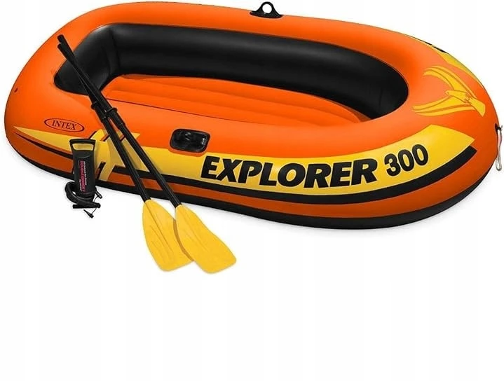 Oars Intex Explorer Pro 300 komplektas pripučiama valtis su irklais ir siurbliu Raudona/Geltona
