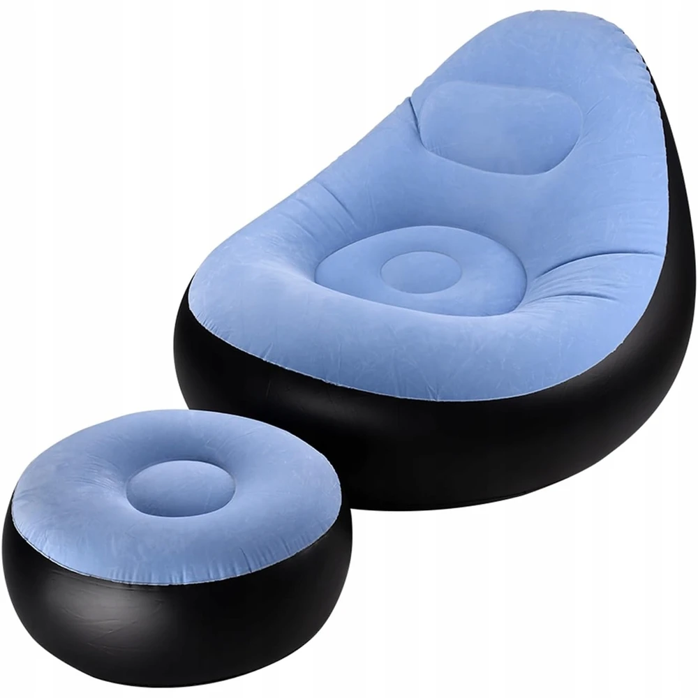 Pripučiama paplūdimio sofa, pripučiama kėdė su atrama kojoms, pripučiamas šezlongas