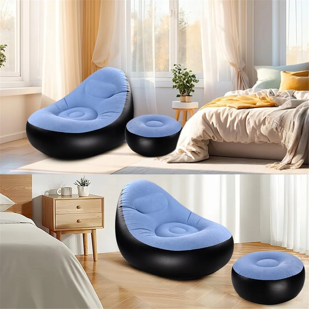 Pripučiama paplūdimio sofa, pripučiama kėdė su atrama kojoms, pripučiamas šezlongas