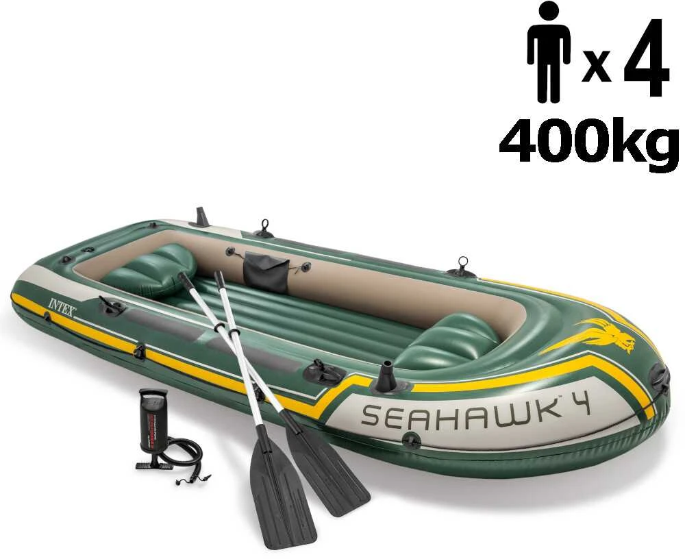Pripučiama keturvietė valtis Intex Seahawk 4 Set,  pilnas komplektas