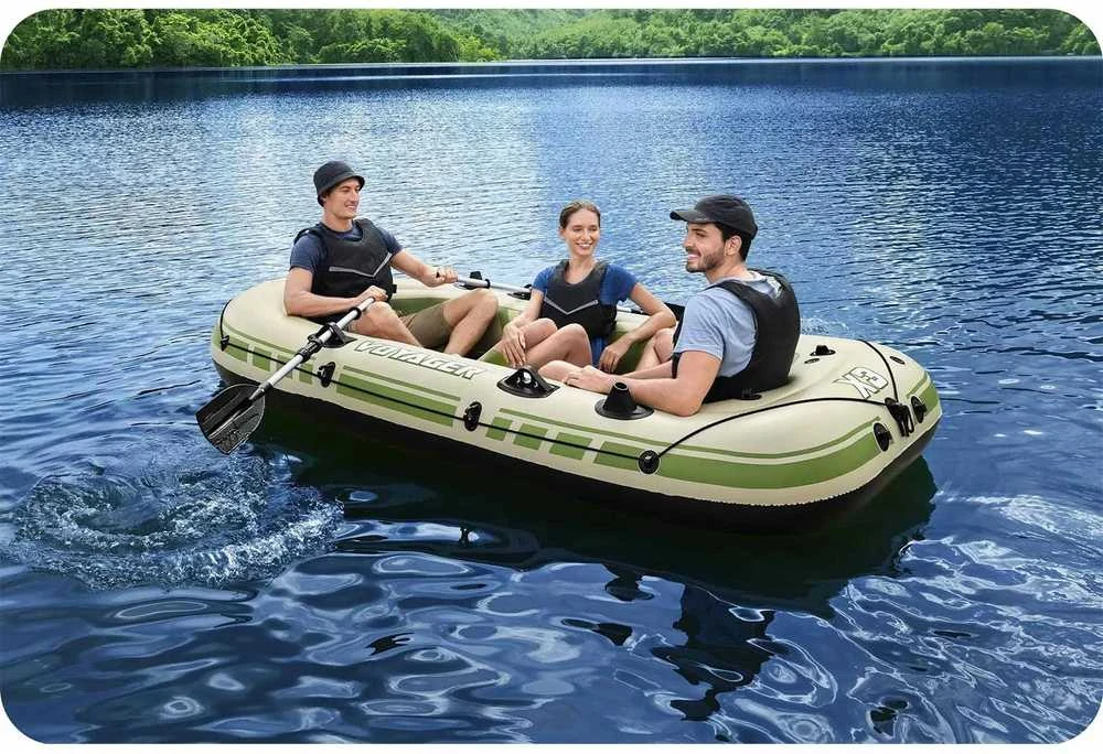 Bestway pripučiamas pontonas + irklai 294 x 137 cm Voyager X3 plaustų rinkinys 65164