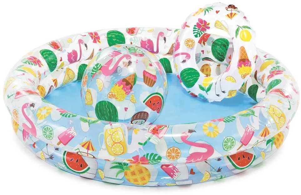 Pripučiamas baseino žiedas ir kamuoliukų rinkinys 122 x 25 cm INTEX 59460