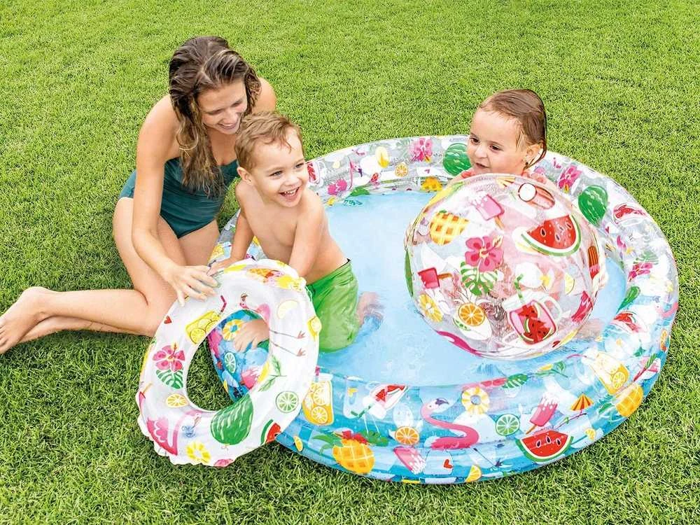 Pripučiamas baseino žiedas ir kamuoliukų rinkinys 122 x 25 cm INTEX 59460