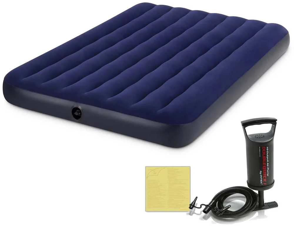 Pripučiamas čiužinys 191x137x25 cm su stūmokliniu pompa INTEX 64758