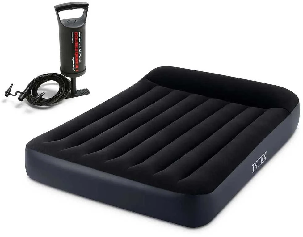 Pripučiamas čiužinys 191x137x25 cm su stūmokliniu pompa INTEX 64142