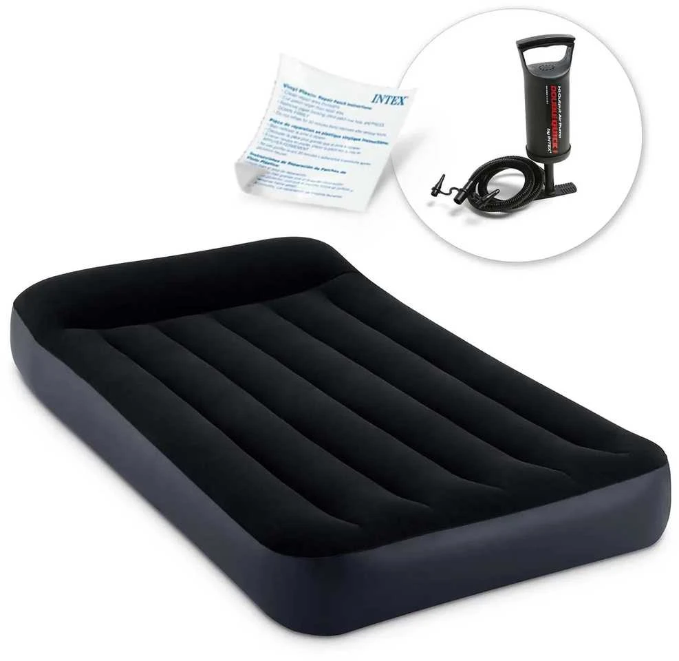 Pripučiamas čiužinys 191x99x25 cm su stūmokliniu pompa INTEX 64141