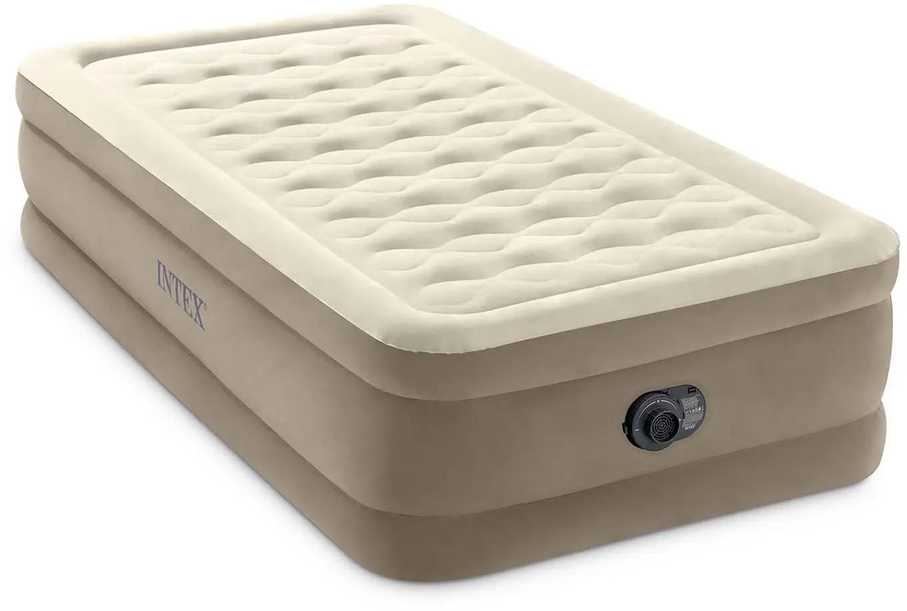 Pripučiamas čiužinys INTEX Twin Ultra Plush su integruota elektrine pompa, 99×191×46 cm