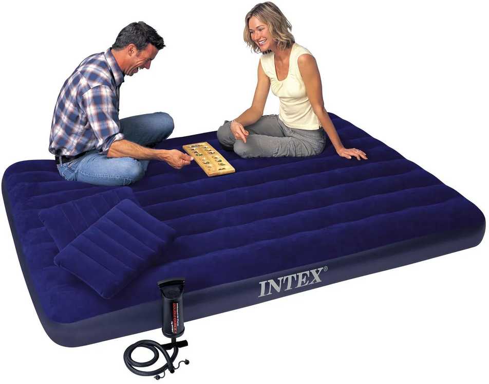 Pripučiamas čiužinys 203x152x22 cm su stūmokliniu pompa INTEX 68765