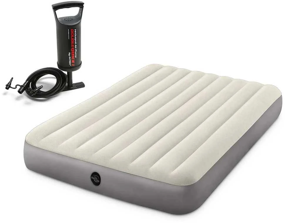 Pripučiamas čiužinys 203x152x25 cm su stūmokliniu pompa INTEX 64103