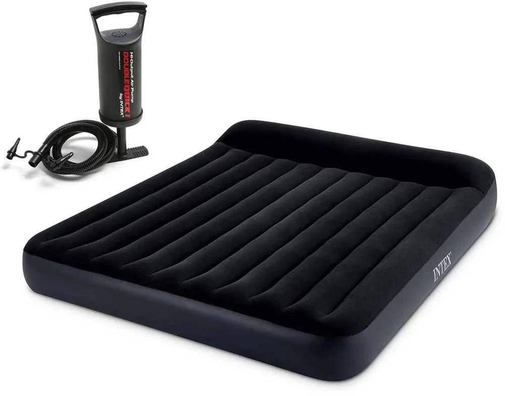 Pripučiamas čiužinys 203x183x25 cm su stūmokliniu pompa INTEX 64144