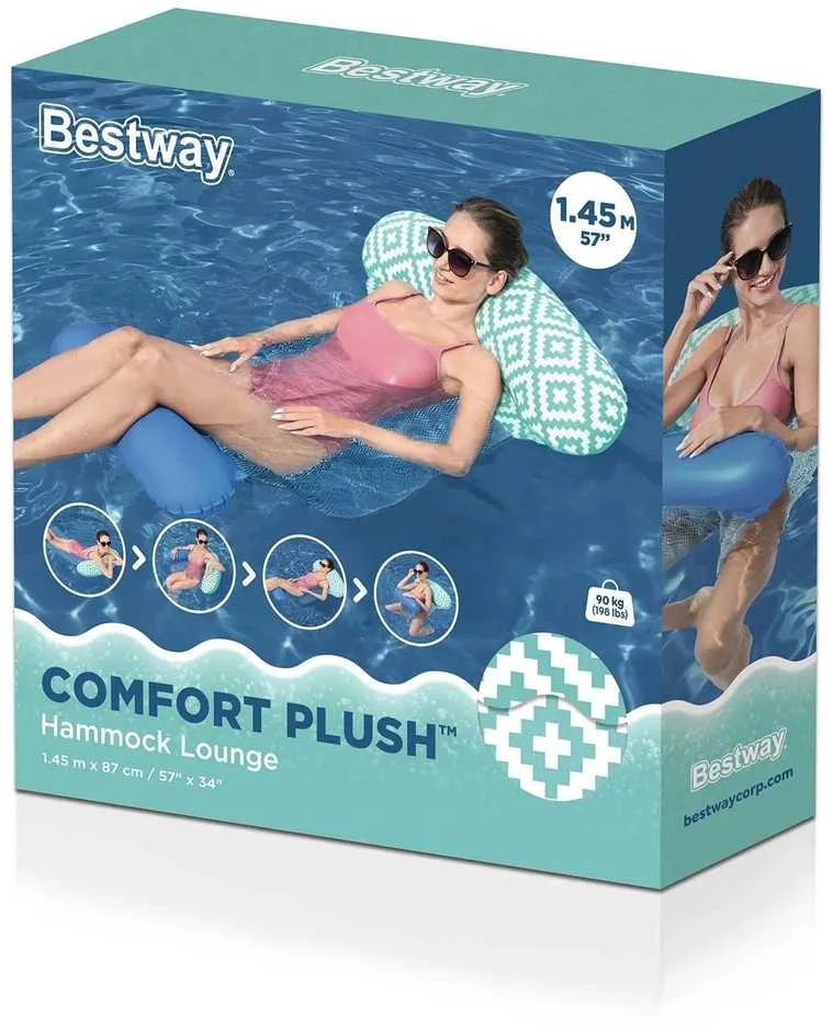 Bestway plaukimo kėdė gultas vandens hamakas Comfort Plush 145x87 cm 43555