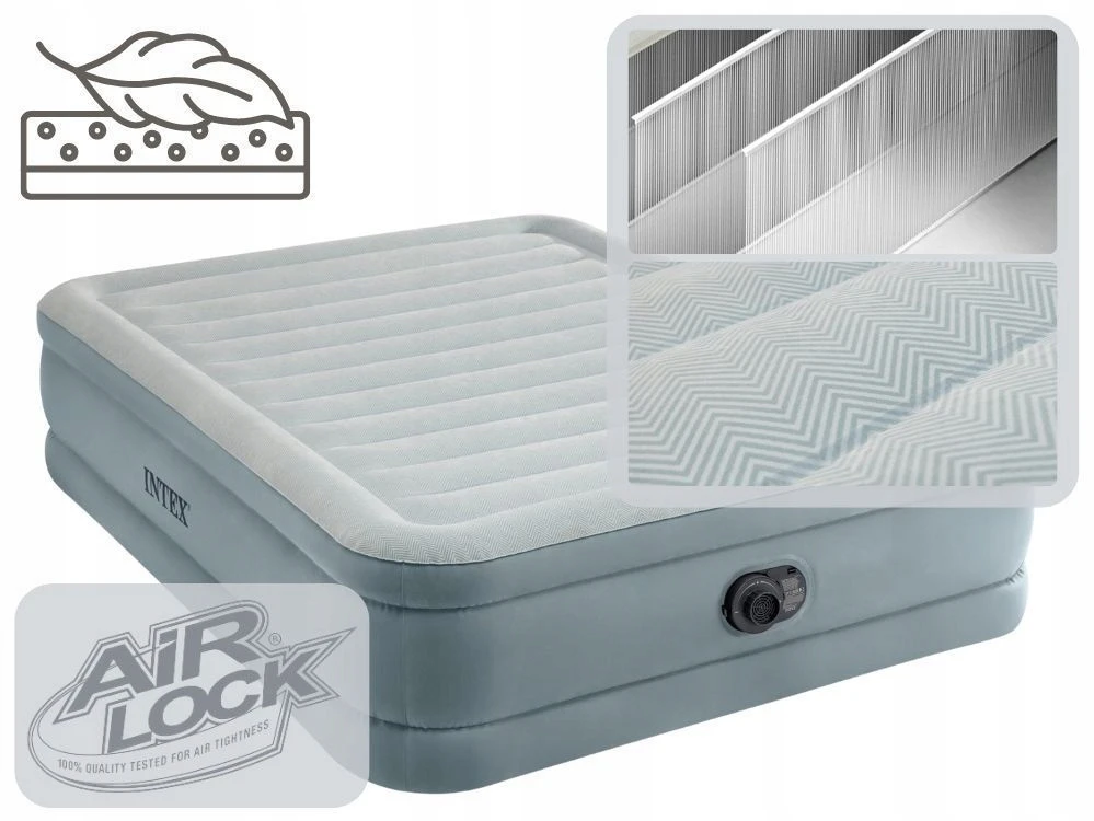 Pripučiamas čiužinys, dvigulė miegamoji lova su pompa 230V Intex 64824ND