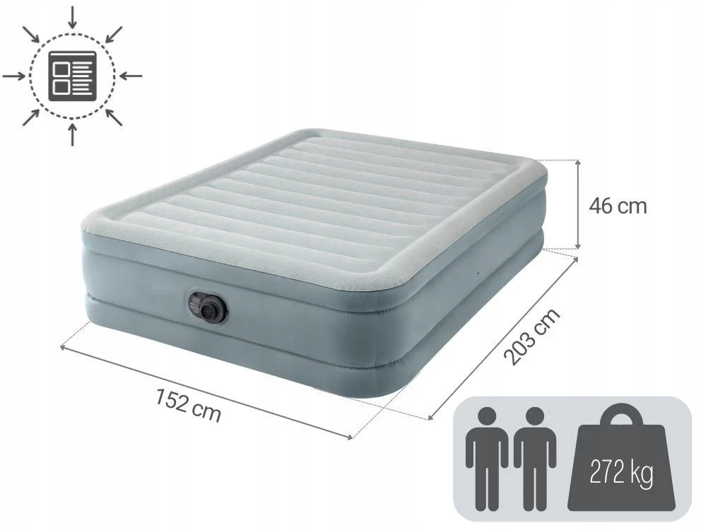 Pripučiamas čiužinys, dvigulė miegamoji lova su pompa 230V Intex 64824ND