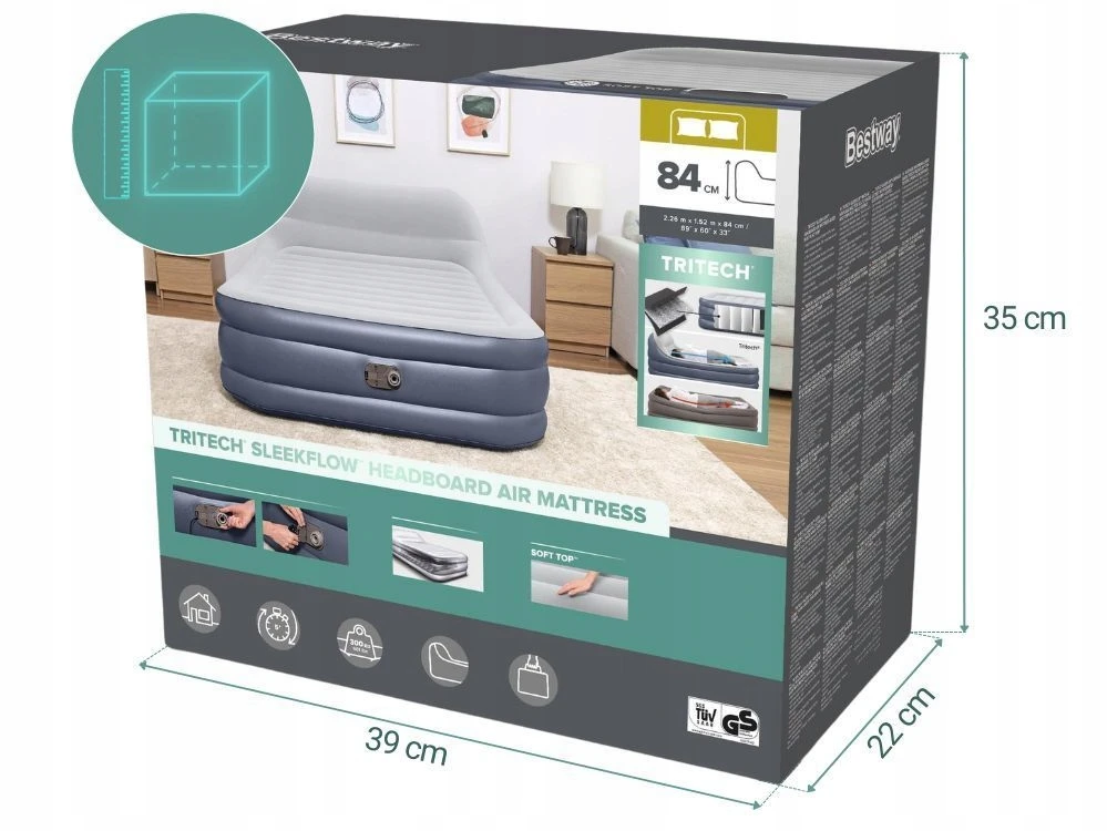 Pripučiamas čiužinys, dvigulė miegamoji lova su pompa 230V Bestway 67923