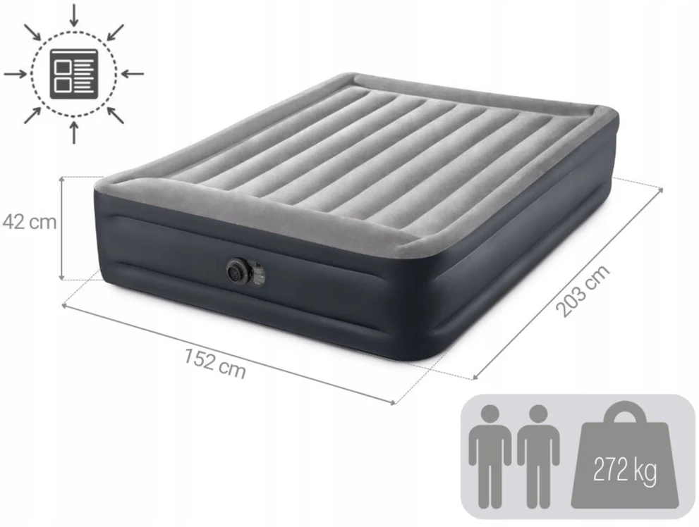 Intex 64132 vienvietis pripučiamas čiužinys su integruota pompa