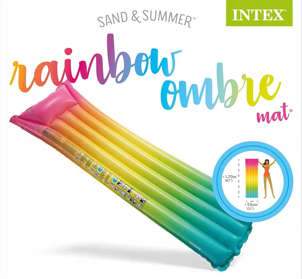 Pripučiamas čiužinys Intex Rainbow, 170x53x15 cm